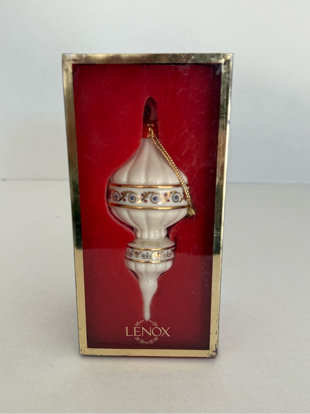 Lenox Jeweled Traditions Spire Finial Christmas Ornament Gold Made in Thailand